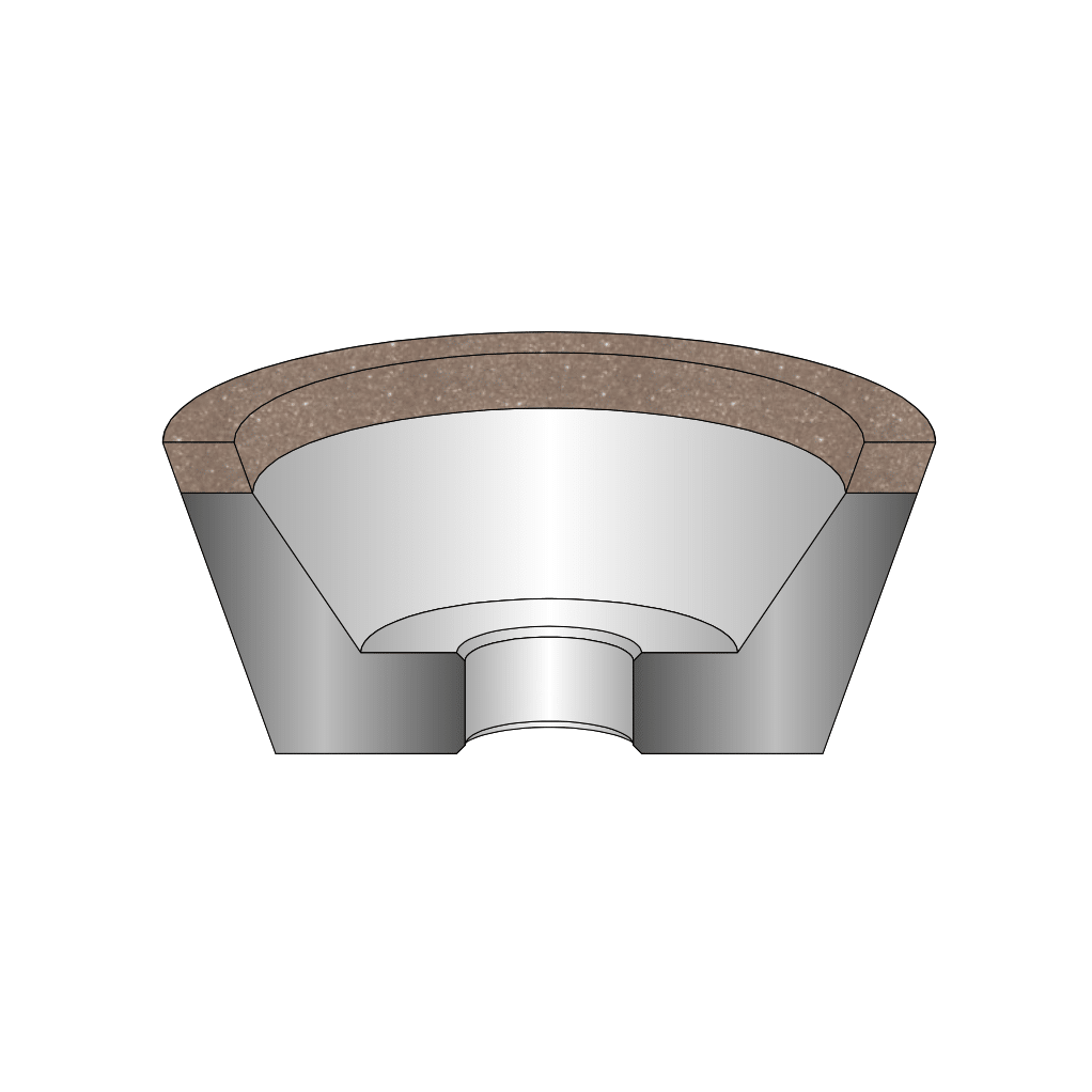 drawing of 11V2 grinding wheel, Photo of 14F1M grinding wheel 10